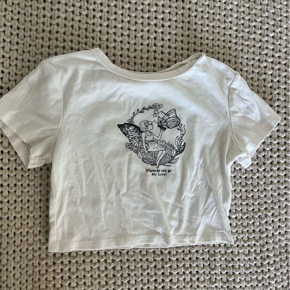 White Graphic Baby Tee